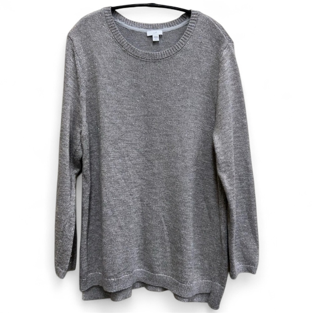 J. Jill Heather Metallic Gray Women's Crew Neck Sweater Size Large